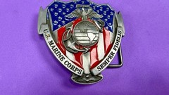 US Marine Corps Semper Fideles Eagle Anchor Globe Commemorative Belt Buckle