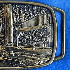 EXCELLENT OLD VTG 1983 MEN&rsquo;S SOLID BRASS BELT BUCKLE: WEYERHAEUSER ANTIQUE MILL