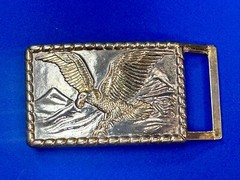 Patriotic Majestic American Eagle Vintage two tone rectangular Belt Buckle