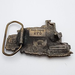 Vtg Steam Train Mens Belt Buckle 165 Great American Belt Co Chicago Brass 1980s