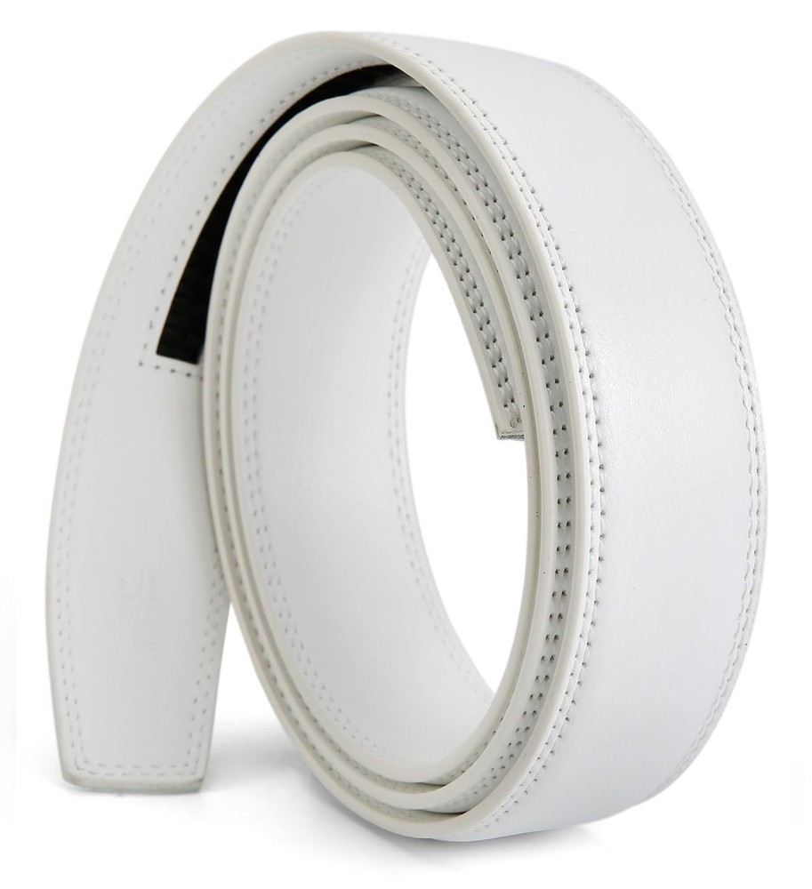 Nelbons Men&rsquo;s Ratchet Belt Strap Only 35mm 1 130CM/UP TO Waist:44&Prime;, White