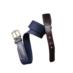 COACH Vintage Brindle Leather Wool Belt Navy Brass Buckle Size 34
