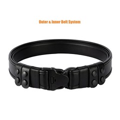 TACNEX 2&Prime; Duty Belt w/Hook Lining 4 Keepers 1.5&Prime; X-Large, Plain Black