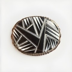 Vintage Southwestern Style Sterling Silver Belt Buckle Stamed B Black white Art