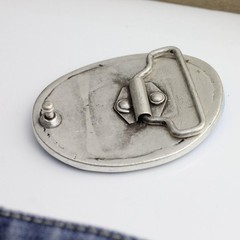 Antique Silver Look Maritime Anchor Relief Oval Belt Buckle