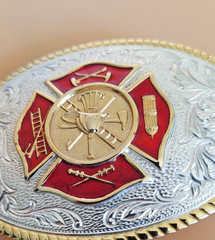 Aminco Heritage Collection Fireman&rsquo;s Belt Buckle Silver & 24K Gold Plated