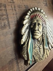 Indian Warrior Chief Belt Buckle Western Cowboy Native American Metal Enamel