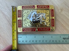 Western Buckle Gold Silver Red Running Horse Cowboy 2 » Hebilla Vaquero