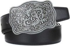 Western Cowboy Belt Buckles Men Vintage Novelty Large Handmade Silver Floral