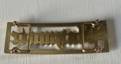 Gold Tone PLAYMATE Belt Buckle Metal Spellout rectangle( fits 1.5&Prime; w/belt)