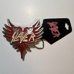Slayer Logo Metal Red Silver Men&rsquo;s Clip Belt Buckle Rock Band Music 1.5&Prime;