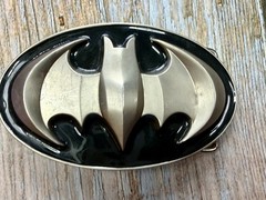 Batman DC Comics Superhero S07 Black & Silver Color Used Oval Belt Buckle
