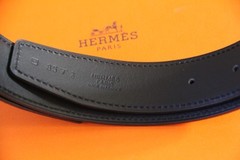 100% Authentic Hermes Black/Etan Epsom&Swift Leather Belt 32 MM – size 85