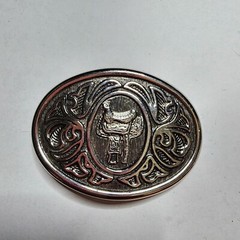 Vintage AVON Metal Silvertone Saddle Engraved Belt Buckle