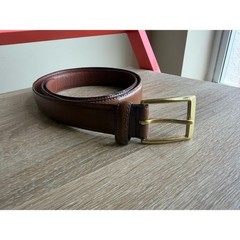 Jos. A. Bank Mens Cognac Brown Fine Italian Leather Dress Belt Gold Buckle 42