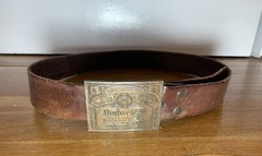 Budweiser Vintage Leather Belt Rodeo Cowboy Country Men’s Belt Western Buckle