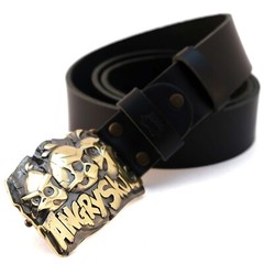 Belt buckle Angry Skulls, Solid brass handmade belt buckle with birds skulls