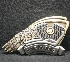 XG01121 *NOS* VINTAGE 2010 **LIVE TO RIDE** MOTORCYCLISTS MOTTO MENS BELT BUCKLE