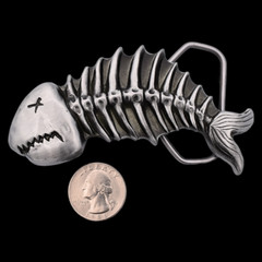 Dead Fish Skeleton Poison Death Punk Metal Zinc Alloy Belt Buckle