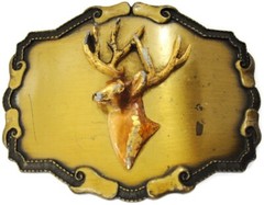 Deer Elk Belt Buckle Raintree Buckle Bronze Tone