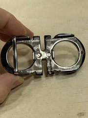 Ferragamo Gancini Silver Double Ring Belt Buckle Made in Italy Buckle Only
