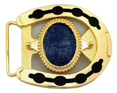 Gold Color Oval 40×30 Lapis Cabochon Cab Horseshoe Belt Buckle EPBB149/11224