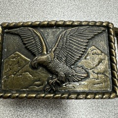 Vintage Brass Eagle Belt Buckle Western Cowboy Americana Mountain Design