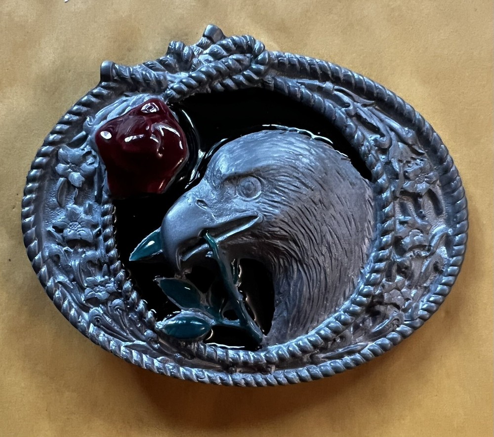 EAGLE ROSE BELT BUCKLE NEW APPROXIMATELY 3 3/8&Prime; X 2 5/8&Prime;