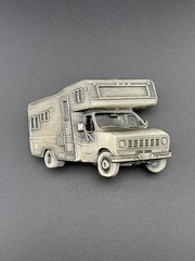 1979 Bergamot RV Motorhome Belt Buckle Vintage Camper Heavy 3D Relief Sculptural