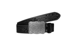SILKSEA Men&rsquo;s Leather Belt Western Cowboy Large(40&Prime;-44&Prime;), Black