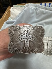 Five Vintage Belt Buckles with Unique Designs, Crosses, etc