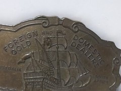 ✨VINTAGE✨Livingston Wells & Co. Foreign & Domestic Gold Dealers BELT BUCKLE Ship