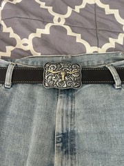 New Western Bull Head Belt Buckle – Black and Gold Western Cowboy Rodeo