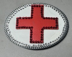 Red Cross Belt buckle made with recycled cloth