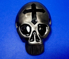 Skull Head with Iron Cross Gothic Vibe Motorcycle Biker Style 3D Belt Buckle