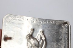 Vtg 90s Rockabilly Nickel Plated Horse Equestrian Horseshoe Belt Buckle Silver