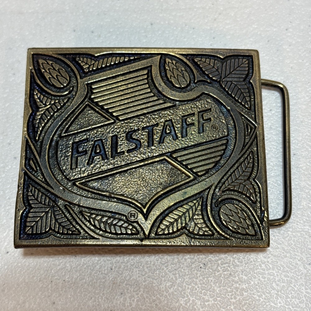 Falstaff Beer Brass Belt Buckle Vintage Wyoming Studio Art Works USA