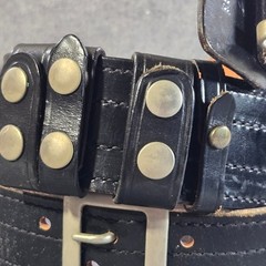 Vintage Black Leather Duty Utility Belt Double Prong Buckle Sz 36 Don Hume Mod