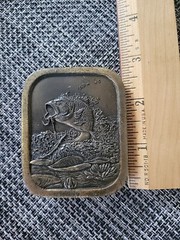 VINTAGE 1976 LARGE MOUTH BASS HOOKED ON BAIT BELT BUCKLE!!! Indiana Metal Craft