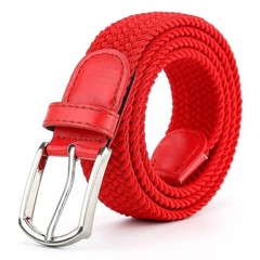 Elastic Braided Canvas Belt Men Women White Black Pin Buckle Daily Belts