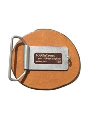 Earthtones Brown Gray Polished Agate Stone Slice Belt Buckle