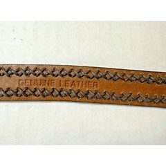 Dockers Brown Leather Belt Unisex Braided Brass Buckle Size L Vintage 1990s