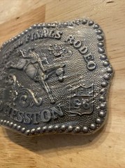 Hesston Vintage Rodeo Belt Buckle 1986 METAL Original Wrap National Finals NFR