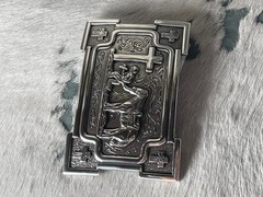 Nocona Mens Belt Buckle 3.5 x 2.5 in Cowboy Horse Cross Western Silver 1.5