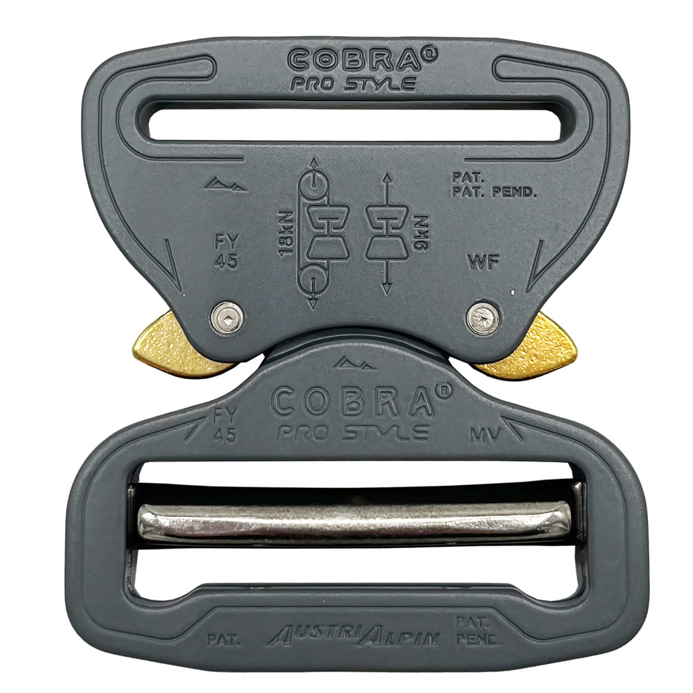 AustriAlpin Cobra Buckle PRO STYLE 9kN – FY45EVF – Wolf Grey Buckle, 45mm/1.75&Prime;