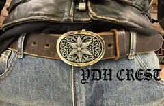 Gothic Star Belt Buckle Silver Tone Ornate Oval Biker 2.4oz【DDKRO】