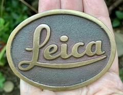 Vntg Leica Camera Belt Buckle Solid Brass 3×2 1/8” Leica Camera