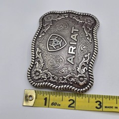 ARIAT Western Filigree Belt Buckle Silver Tone Rodeo Style Men&rsquo;s Cowboy Engraved
