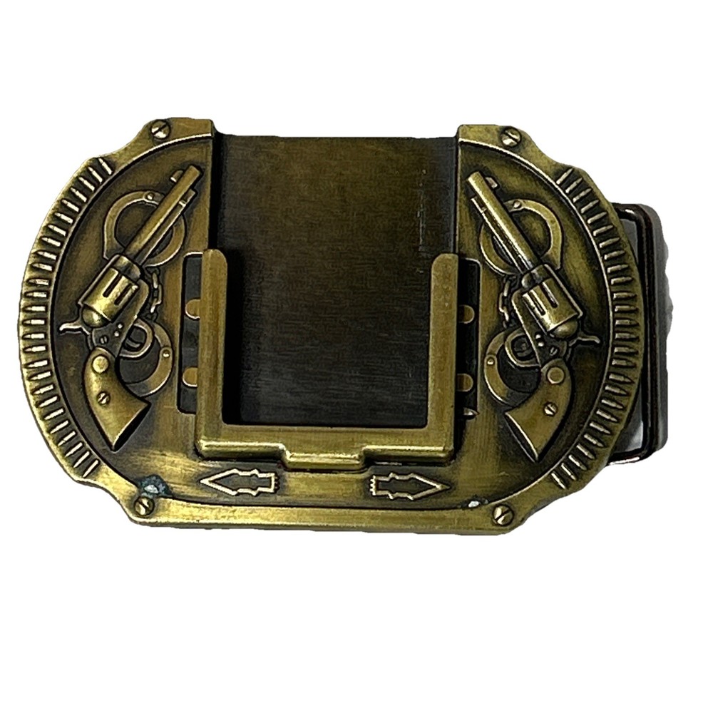 Guns Western Cowboy Bronze Plated Lighter Belt Buckle No Lighter