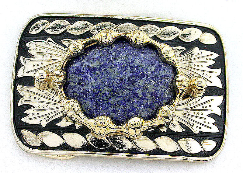 Natural Lapis Lazuli 40×30 Cab Cabochon Gemstone Gold Color Belt Buckle PBB20